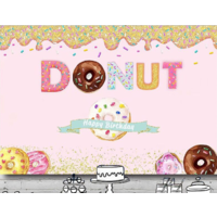 FIRST 1ST BIRTHDAY PINK ICING DONUT PERSONALISED PARTY BANNER BACKDROP BACKGROUND