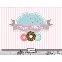 DONUT BIRTHDAY PINK BABY SHOWER PERSONALISED PARTY BANNER BACKDROP BACKGROUND