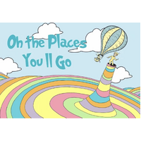 DR SEUSS OH THE PLACES YOU'LL GO PERSONALISED BIRTHDAY PARTY SUPPLIES BANNER BACKDROP DECORATION