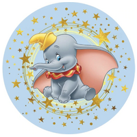 DUMBO BLUE STARS CONFETTI ELEPHANT PARTY SUPPLIES ROUND BIRTHDAY PERSONALISED BANNER BACKDROP DECORATION