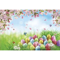 EASTER EGGS HUNT GARDEN FLOWERS BUTTERFLY CHOCOLATE PERSONALISED BIRTHDAY PARTY SUPPLIES BANNER BACKDROP DECORATION