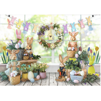 EASTER EGGS BUNNY WREATH FLOWERS FESTIVE PERSONALISED BIRTHDAY PARTY SUPPLIES BANNER BACKDROP DECORATION