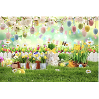 EASTER EGGS HUNT BUNNY FLOWERS BUTTERFLY GARDEN PERSONALISED BIRTHDAY PARTY SUPPLIES BANNER BACKDROP DECORATION