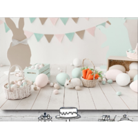 EASTER WHITE RABBIT EGGS PERSONALISED PARTY BANNER BACKDROP BACKGROUND