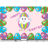 EASTER PINK RABBIT EGGS PERSONALISED PARTY BANNER BACKDROP BACKGROUND
