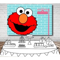 ELMO ABC BLUE SESAME STREET PERSONALISED BIRTHDAY PARTY BANNER BACKDROP BACKGROUND