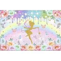 FAIRY FAIRIES GLITTER BUTTERFLIES FLOWERS STARS PERSONALISED BIRTHDAY PARTY SUPPLIES BANNER BACKDROP DECORATION