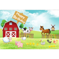 FARM BARN ANIMAL COW HORSE PIG PERSONALISED BIRTHDAY PARTY BANNER BACKDROP