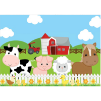 FARM BARN ANIMAL COW HORSE PIG PERSONALISED BIRTHDAY PARTY SUPPLIES BANNER BACKDROP DECORATION
