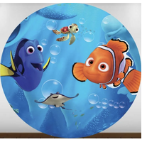 FINDING NEMO DORY MARLIN SQUIRT OCEAN UNDERWATER PARTY SUPPLIES ROUND BIRTHDAY PERSONALISED BANNER BACKDROP DECORATION