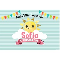 SUNSHINE PERSONALISED 1ST BIRTHDAY PARTY SUPPLIES BANNER BACKDROP DECORATION