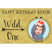 FIRST 1ST BIRTHDAY BOY GIRL PHOTO WILD ONE PERSONALISED PARTY SUPPLIES BANNER BACKDROP DECORATION