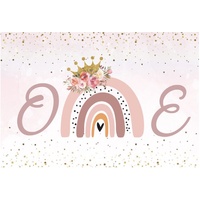 BOHEMIAN PINK CROWN & STARS PERSONALISED 1ST BIRTHDAY PARTY SUPPLIES BANNER BACKDROP DECORATION