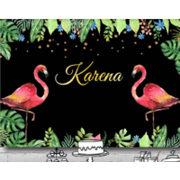 FLAMINGO BLACK PERSONALISED BIRTHDAY PARTY SUPPLIES BANNER BACKDROP DECORATION
