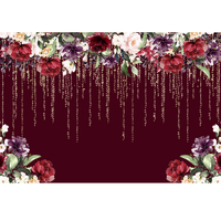 FLOWER RED BLACK PERSONALISED PARTY BANNER BACKDROP BACKGROUND