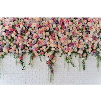 FLOWER BRICK PINK WHITE PERSONALISED PARTY BANNER BACKDROP BACKGROUND