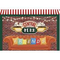 FRIENDS CENTRAL PERK CAFE COUCH COFFEE LIGHTS PERSONALISED BIRTHDAY PARTY SUPPLIES BANNER BACKDROP DECORATION