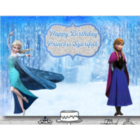 FROZEN ANNA ELSA PERSONALISED BIRTHDAY PARTY SUPPLIES BANNER BACKDROP DECORATION