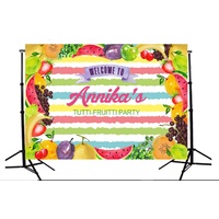 FRUIT WATERMELON GRAPES PERSONALISED BIRTHDAY PARTY BANNER BACKDROP BACKGROUND