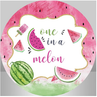 FRUIT WATERMELON ICY POLE PINK RED GREEN PARTY SUPPLIES ROUND BIRTHDAY PERSONALISED BANNER BACKDROP DECORATION