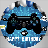 GAMING VIDEO GAMES CONTROLLERS BALLOONS CIRCUITS PARTY SUPPLIES ROUND BIRTHDAY PERSONALISED BANNER BACKDROP DECORATION