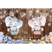 GENDER REVEAL BOY GIRL ELEPHANT PERSONALISED BIRTHDAY PARTY SUPPLIES BANNER BACKDROP DECORATION