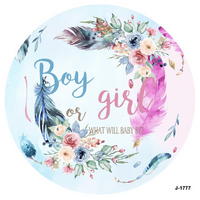 GENDER REVEAL BABY SHOWER BOY OR GIRL PINK BLUE PARTY SUPPLIES ROUND BIRTHDAY PERSONALISED BANNER BACKDROP DECORATION