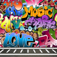GRAFFITI LOVE COLOUR PERSONALISED BIRTHDAY PARTY BANNER BACKDROP BACKGROUND
