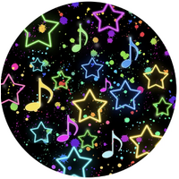GRAFFITI MUSIC NOTES STARS GLOW NEON MUSICAL PAINT ABSTRACT ART PARTY SUPPLIES ROUND BIRTHDAY PERSONALISED BANNER BACKDROP DECORATION