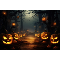 HAUNTED ROAD HALLOWEEN JACK-O-LANTERN SPOOKY PERSONALISED BIRTHDAY PARTY SUPPLIES BANNER BACKDROP DECORATION