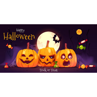 HALLOWEEN TRICK OR TREAT JACK-O-LANTERN PERSONALISED BIRTHDAY PARTY SUPPLIES BANNER BACKDROP DECORATION