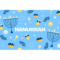HANUKKAH MINORA BLUE PRESENTS CANDLES STARS PERSONALISED PARTY SUPPLIES BANNER BACKDROP DECORATION