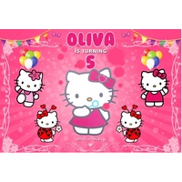HELLO KITTY PERSONALISED BIRTHDAY PARTY SUPPLIES BANNER BACKDROP DECORATION