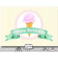 ICE CREAM GIRL PINK YELLOW PERSONALISED BIRTHDAY PARTY BANNER BACKDROP BACKGROUND