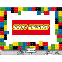 BLOCK BLOCKS PERSONALISED BIRTHDAY PARTY BANNER BACKDROP BACKGROUND