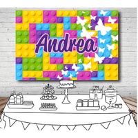 BLOCK PINK PERSONALISED BIRTHDAY PARTY SUPPLIES BANNER BACKDROP DECORATION