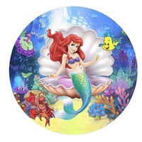 THE LITTLE MERMAID ARIEL SEBASTIAN FLOUNDER PARTY SUPPLIES ROUND BIRTHDAY PERSONALISED BANNER BACKDROP DECORATION