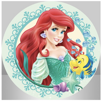 DISNEY PRINCESS ARIEL THE LITTLE MERMAID PARTY SUPPLIES ROUND BIRTHDAY PERSONALISED BANNER BACKDROP DECORATION