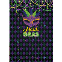 MARDI GRAS MASQUERADE PERSONALISED PARTY BANNER BACKDROP BACKGROUND