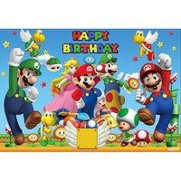 MARIO BROS BROTHERS PERSONALISED BIRTHDAY PARTY SUPPLIES BANNER BACKDROP DECORATION