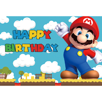 MARIO BROS CLOUD PERSONALISED BIRTHDAY PARTY BANNER BACKDROP BACKGROUND