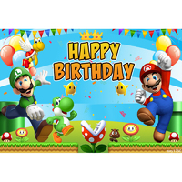 MARIO BROS LUIGI BROTHERS GAME PERSONALISED BIRTHDAY PARTY SUPPLIES BANNER BACKDROP DECORATION