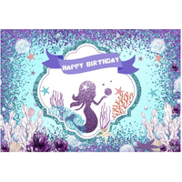 SPARKLE MERMAID PERSONALISED BIRTHDAY PARTY SUPPLIES BANNER BACKDROP DECORATION