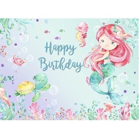 MERMAID & SEA FRIENDS PERSONALISED BIRTHDAY PARTY SUPPLIES BANNER BACKDROP DECORATION