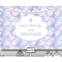 MERMAID PATTERN PERSONALISED BIRTHDAY PARTY SUPPLIES BANNER BACKDROP DECORATION