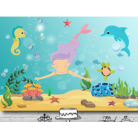 MERMAID UNDER THE SEA OCEAN PERSONALISED BIRTHDAY PARTY BANNER BACKDROP BACKGROUND