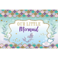 MERMAID SEA PEARL PERSONALISED BIRTHDAY PARTY BANNER BACKDROP BACKGROUND