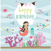 MERMAID LITTLE PERSONALISED BIRTHDAY PARTY BANNER BACKDROP BACKGROUND