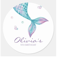 MERMAID UNDER THE SEA PARTY SUPPLIES ROUND BIRTHDAY PERSONALISED BANNER BACKDROP DECORATION