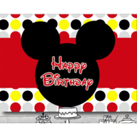 MICKEY MOUSE EARS PERSONALISED BIRTHDAY PARTY SUPPLIES BANNER BACKDROP DECORATION